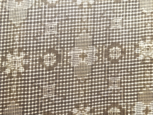 JAPANESE KIMONO / ANTIQUE KIMONO / SILK / DORO OSHIMA TSUMUGI / WOVEN ABSTRACT